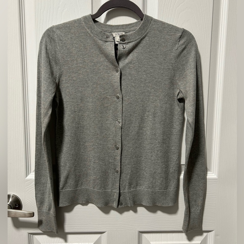 J Crew Cotton Grey Cardigan